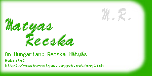 matyas recska business card